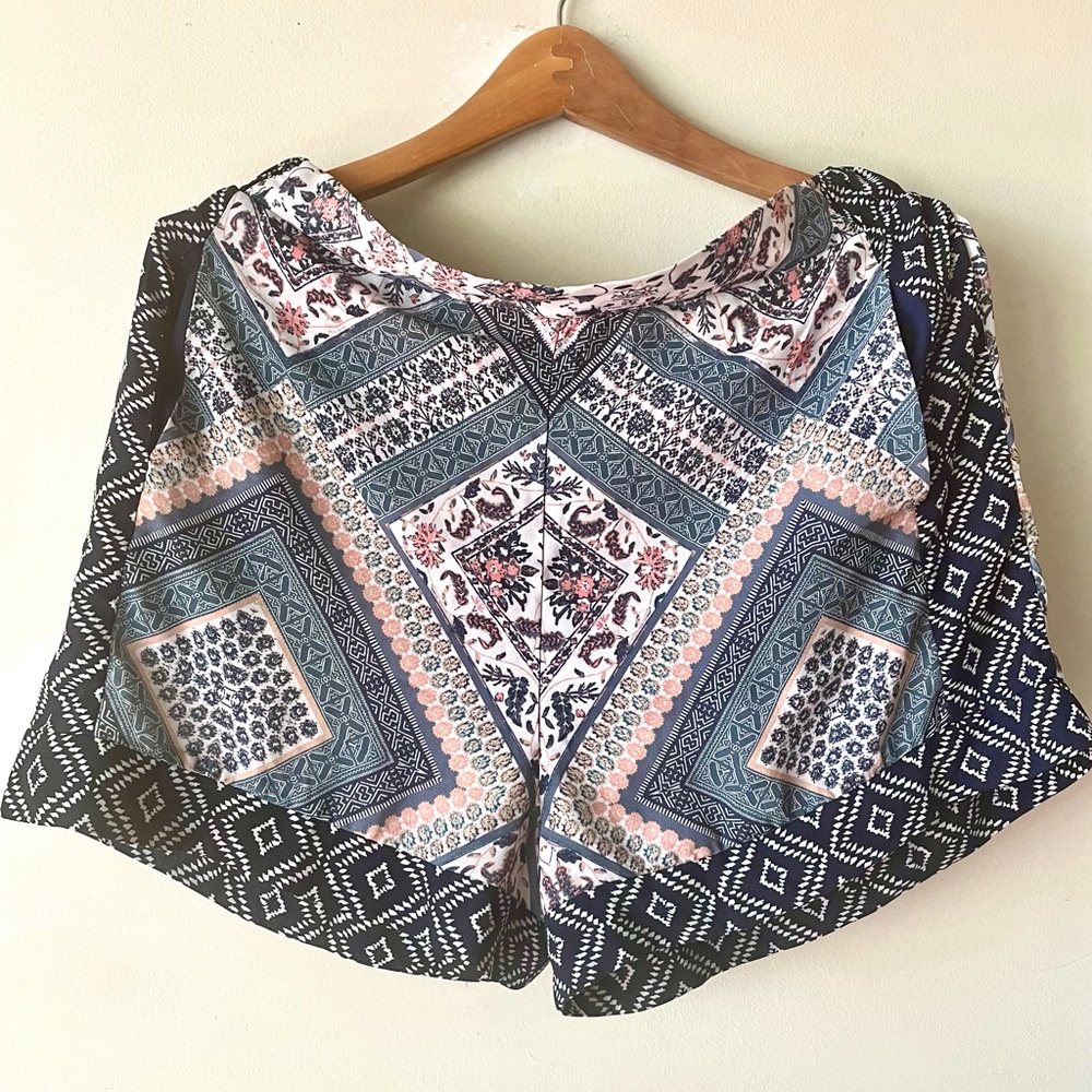 Boho flowy shorts for summer. Cute hippie design.